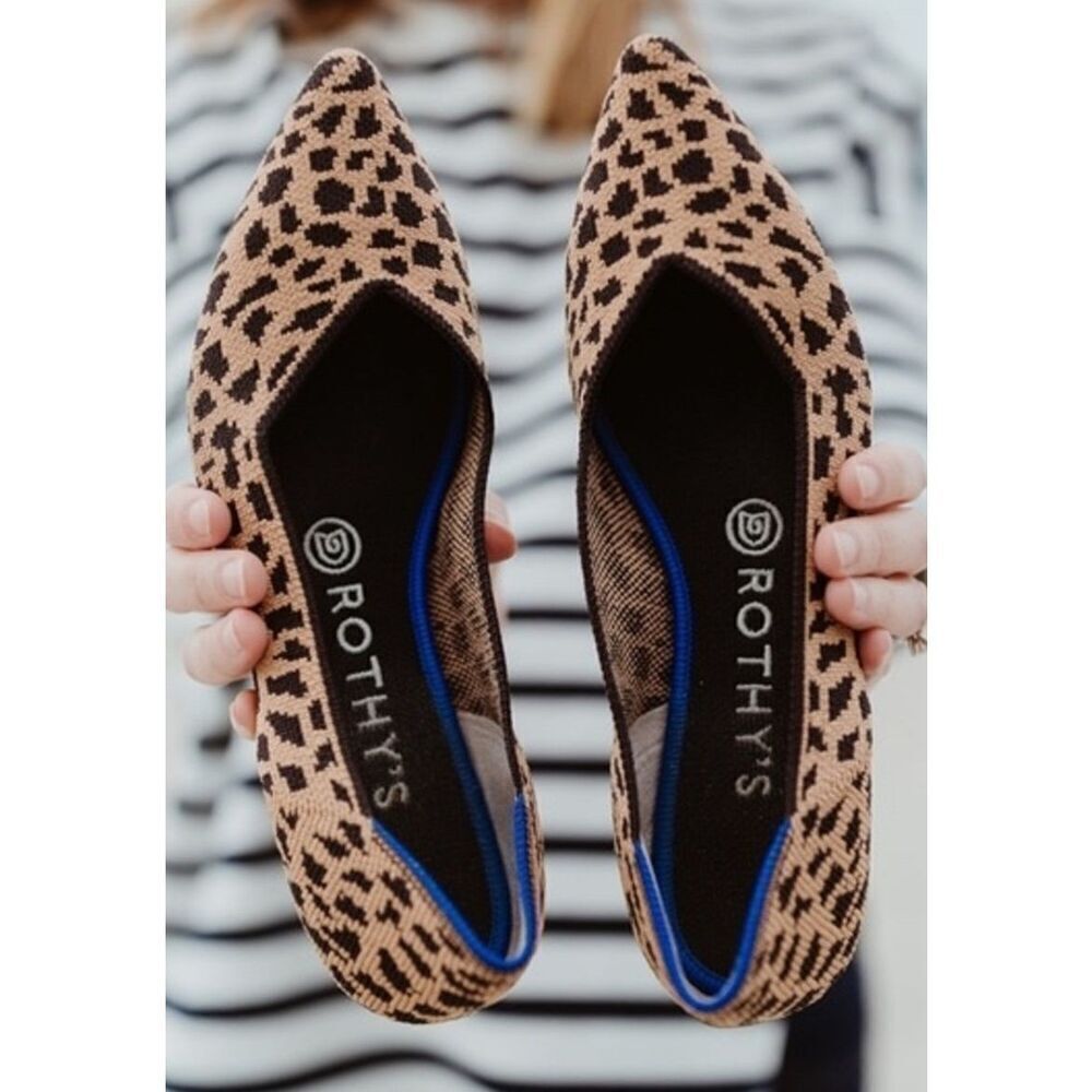 Nearly NEW ROTHY’S Retired “The Point” Pointed Leopard flats, $155 Sz 8